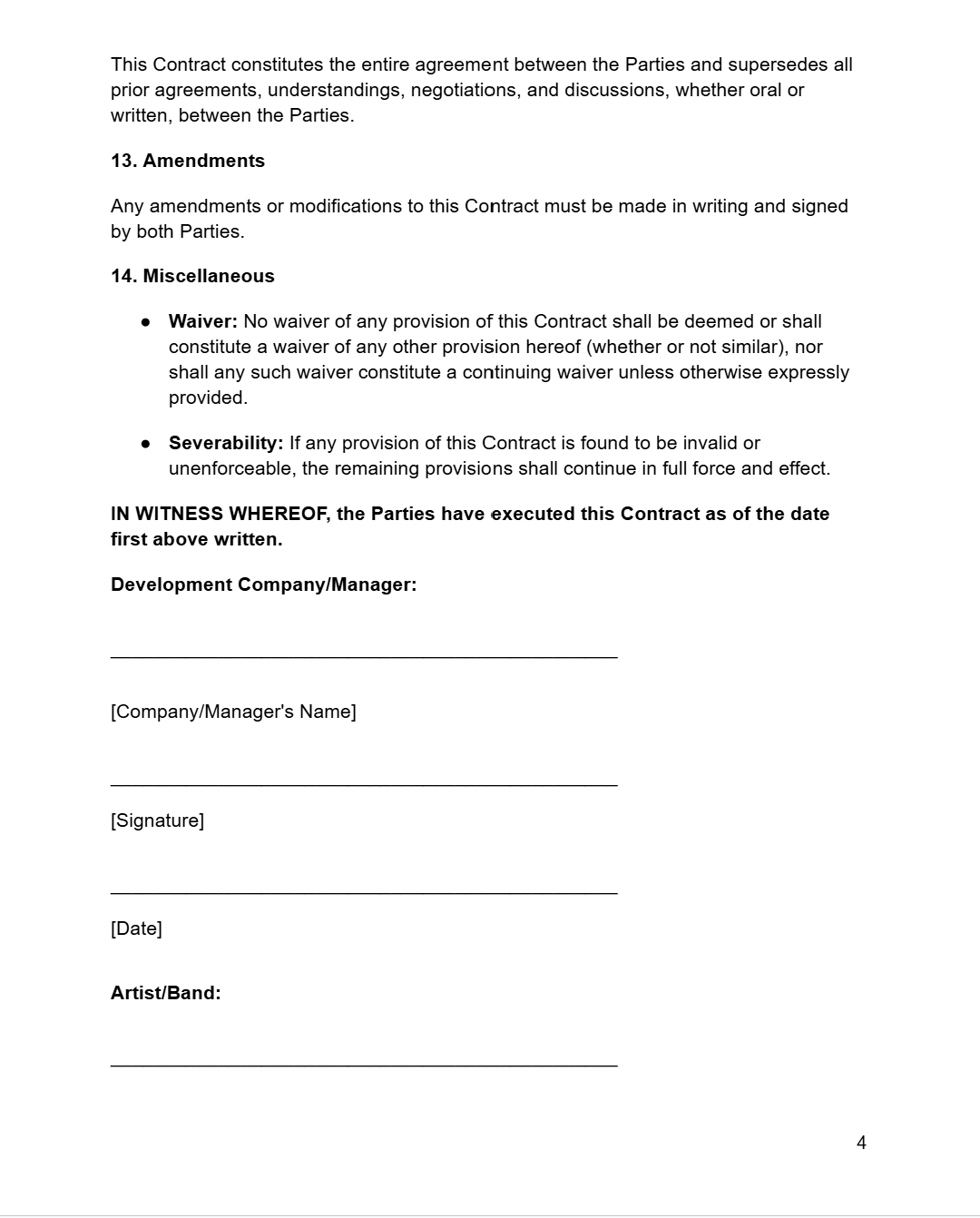 Artist Development Contract - RUN THE STREETS COLLABORATIVE