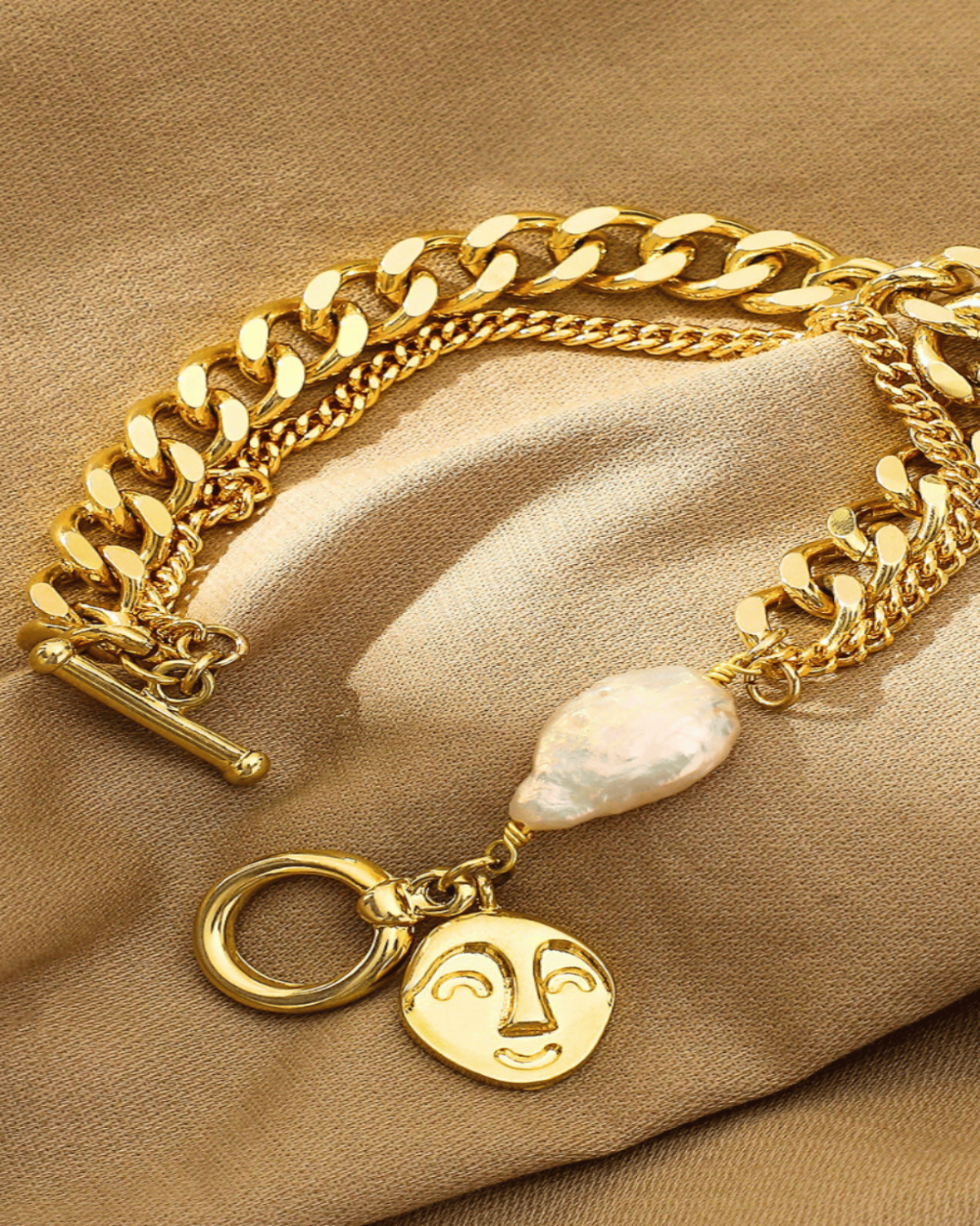 Gold Chain Bracelet with Pearl Jewelry Gift - RUN THE STREETS COLLABORATIVE