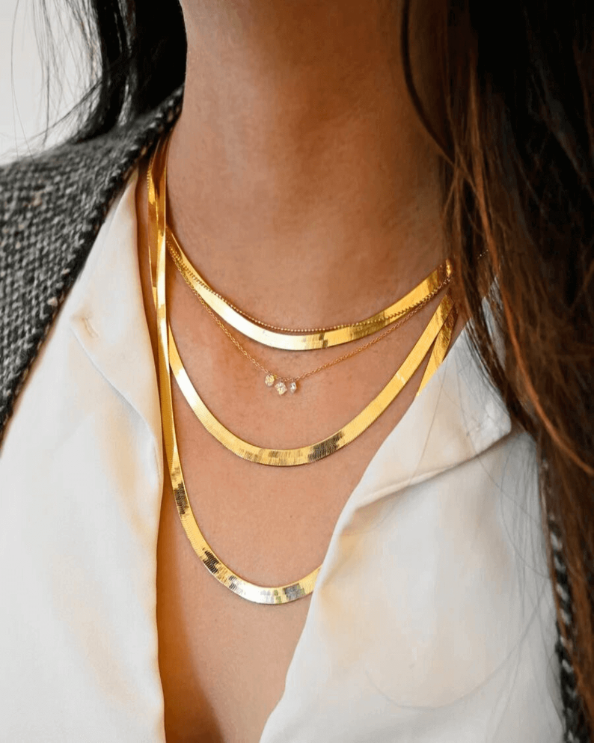 Gold Snake Chain Necklace Bracelet Set Triple-Layer - RUN THE STREETS COLLABORATIVE