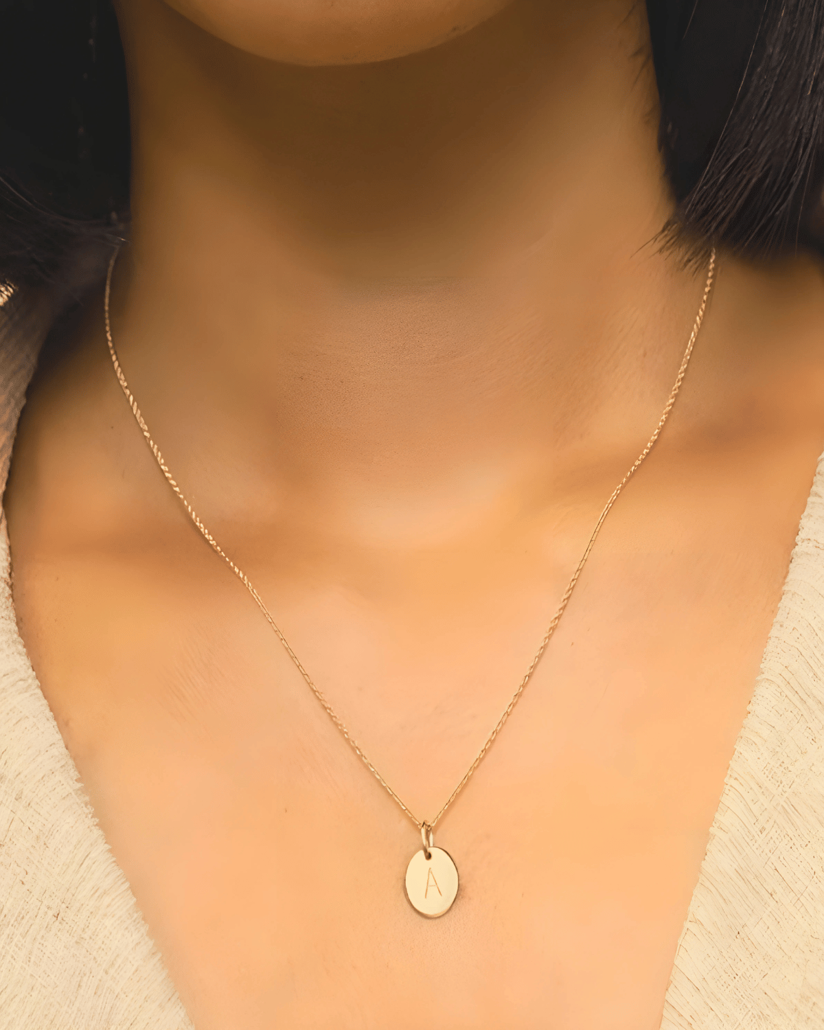 Gold Letter Pendant Necklace - Personalized Initial Circle - RUN THE STREETS COLLABORATIVE