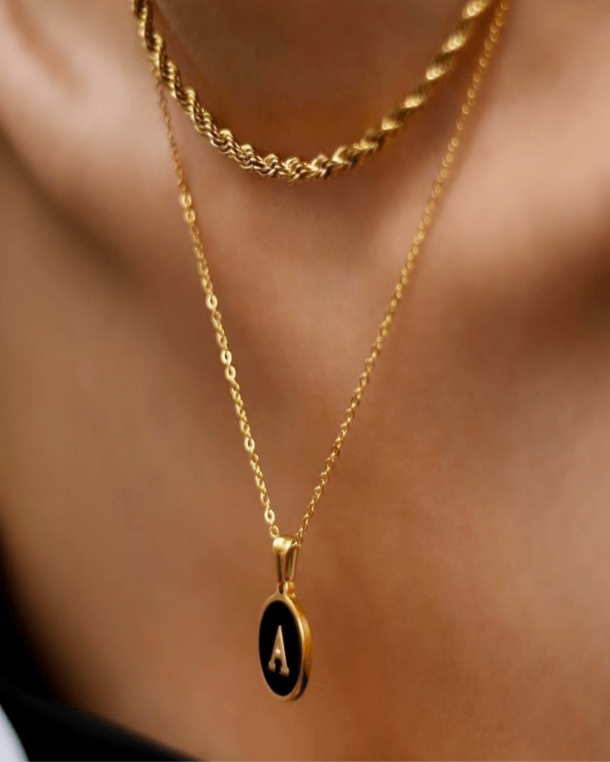 Gold Letter Pendant Necklace - Personalized Initial Circle - RUN THE STREETS COLLABORATIVE