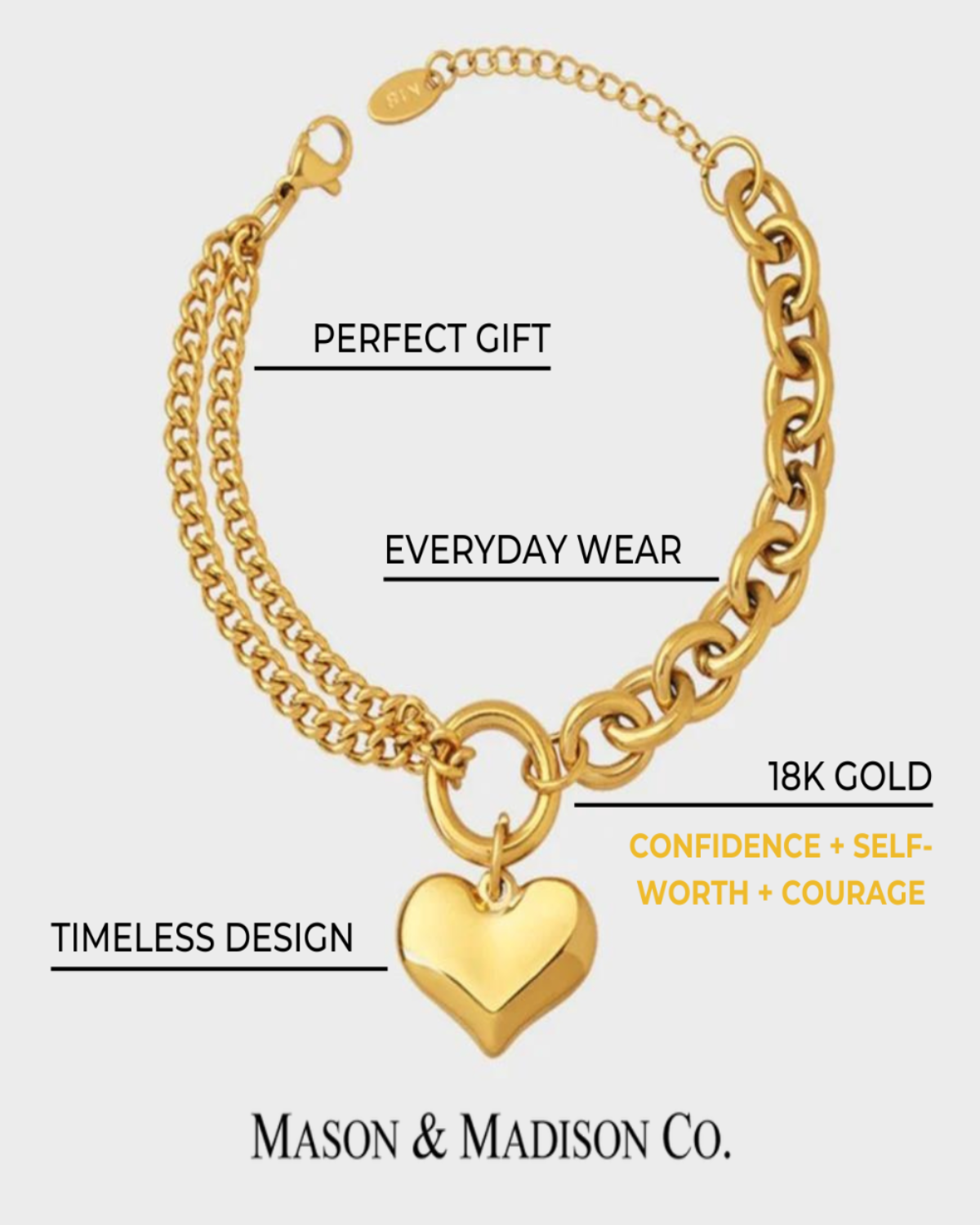 Gold Heart Necklace Bracelet Jewelry Bundle Set - RUN THE STREETS COLLABORATIVE
