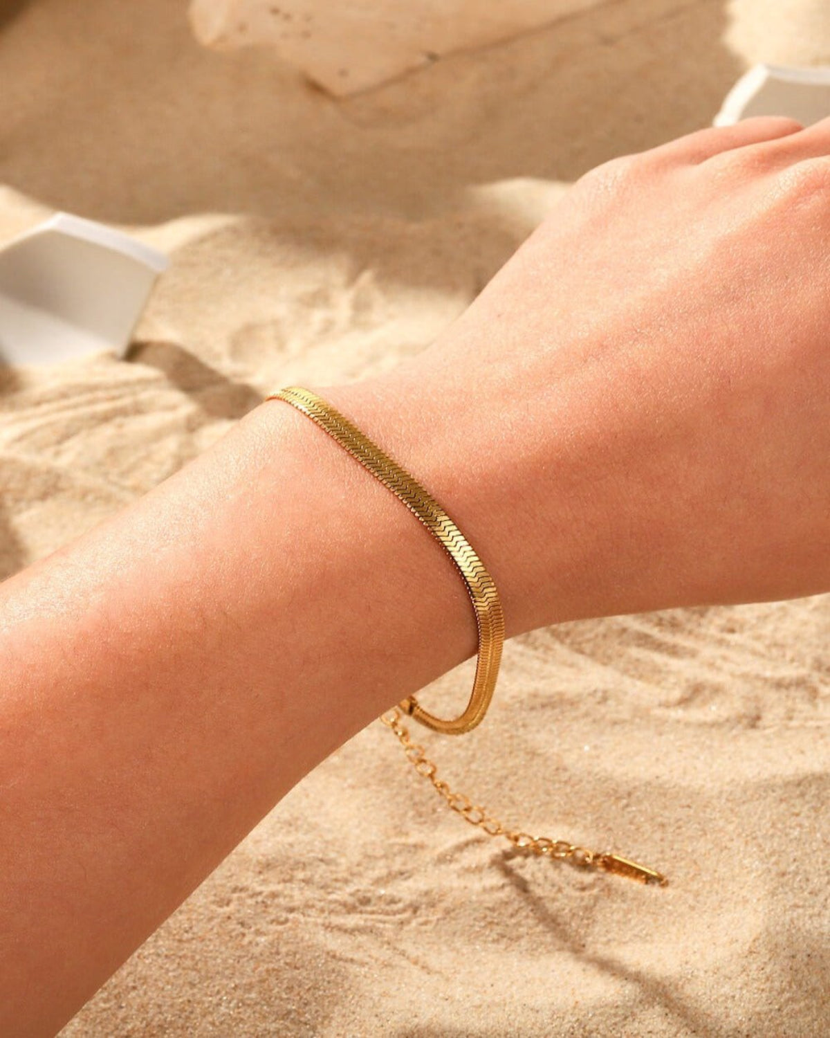 Gold Herringbone Snake Chain Bracelet - RUN THE STREETS COLLABORATIVE