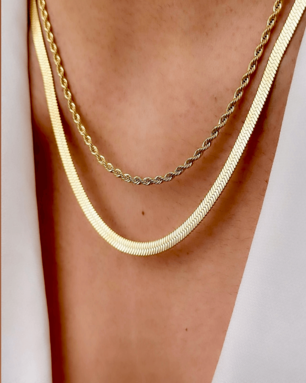 Gold Herringbone Chain Necklace Jewelry - RUN THE STREETS COLLABORATIVE