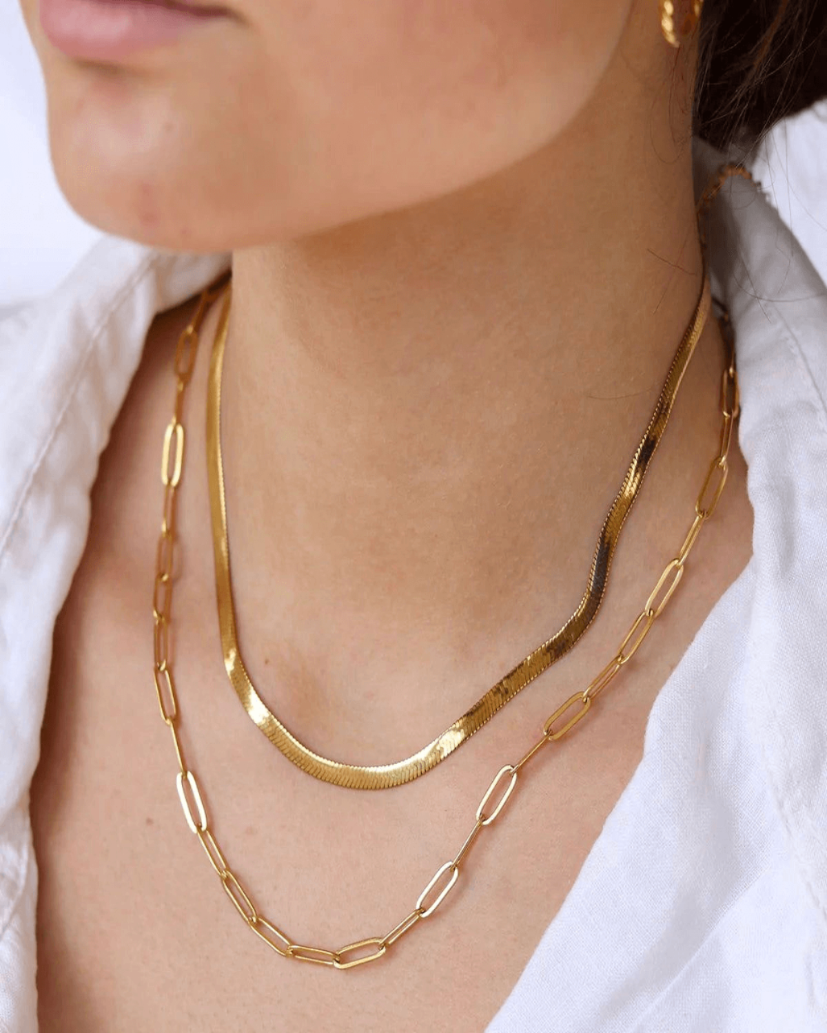 Gold Herringbone Chain Necklace Jewelry - RUN THE STREETS COLLABORATIVE
