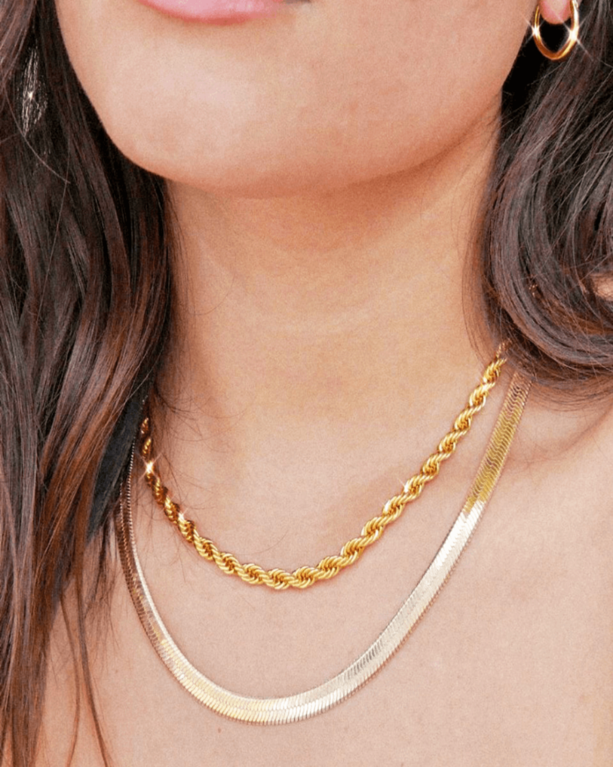 Gold Herringbone Chain Necklace Jewelry - RUN THE STREETS COLLABORATIVE