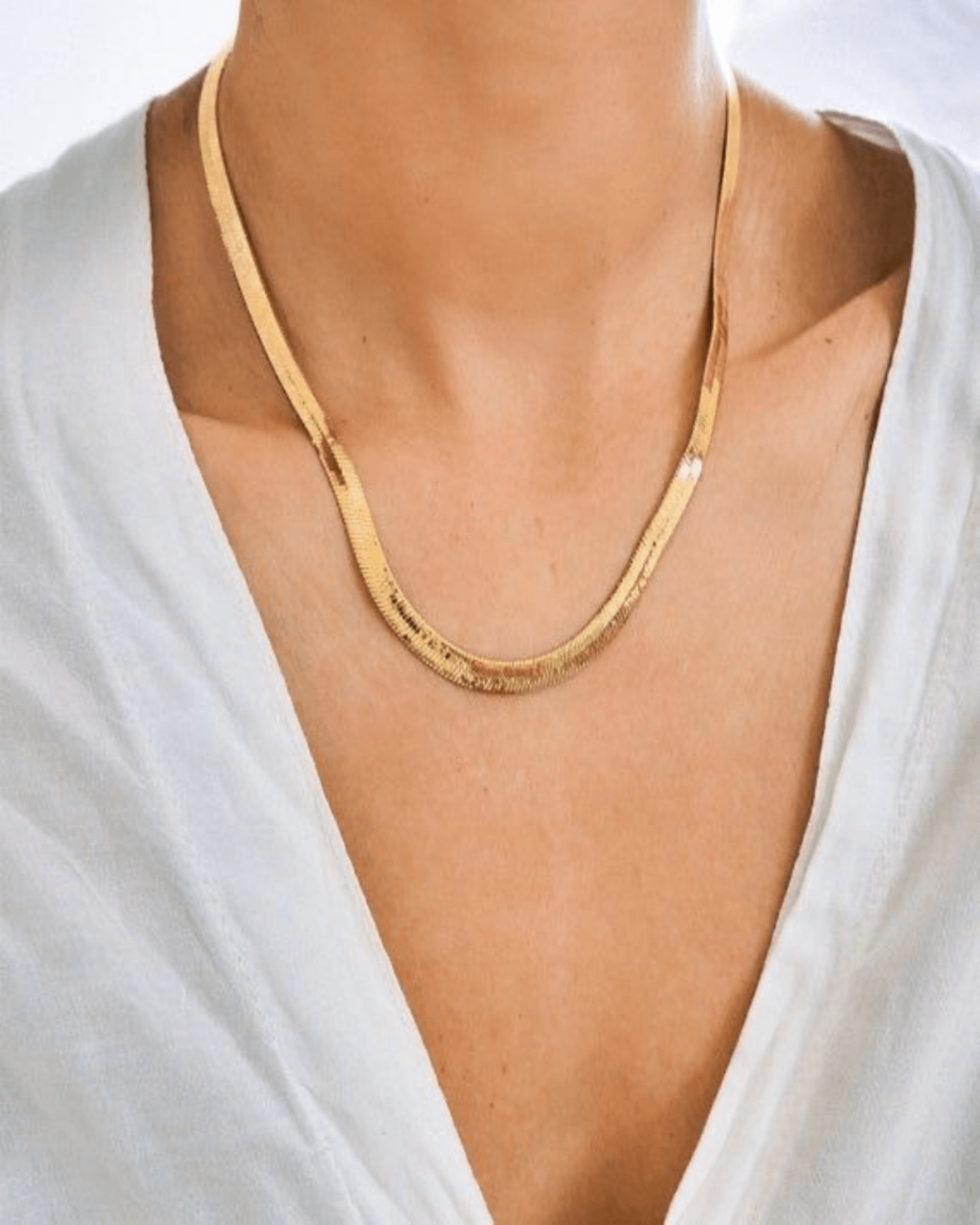 Gold Herringbone Chain Necklace Jewelry - RUN THE STREETS COLLABORATIVE