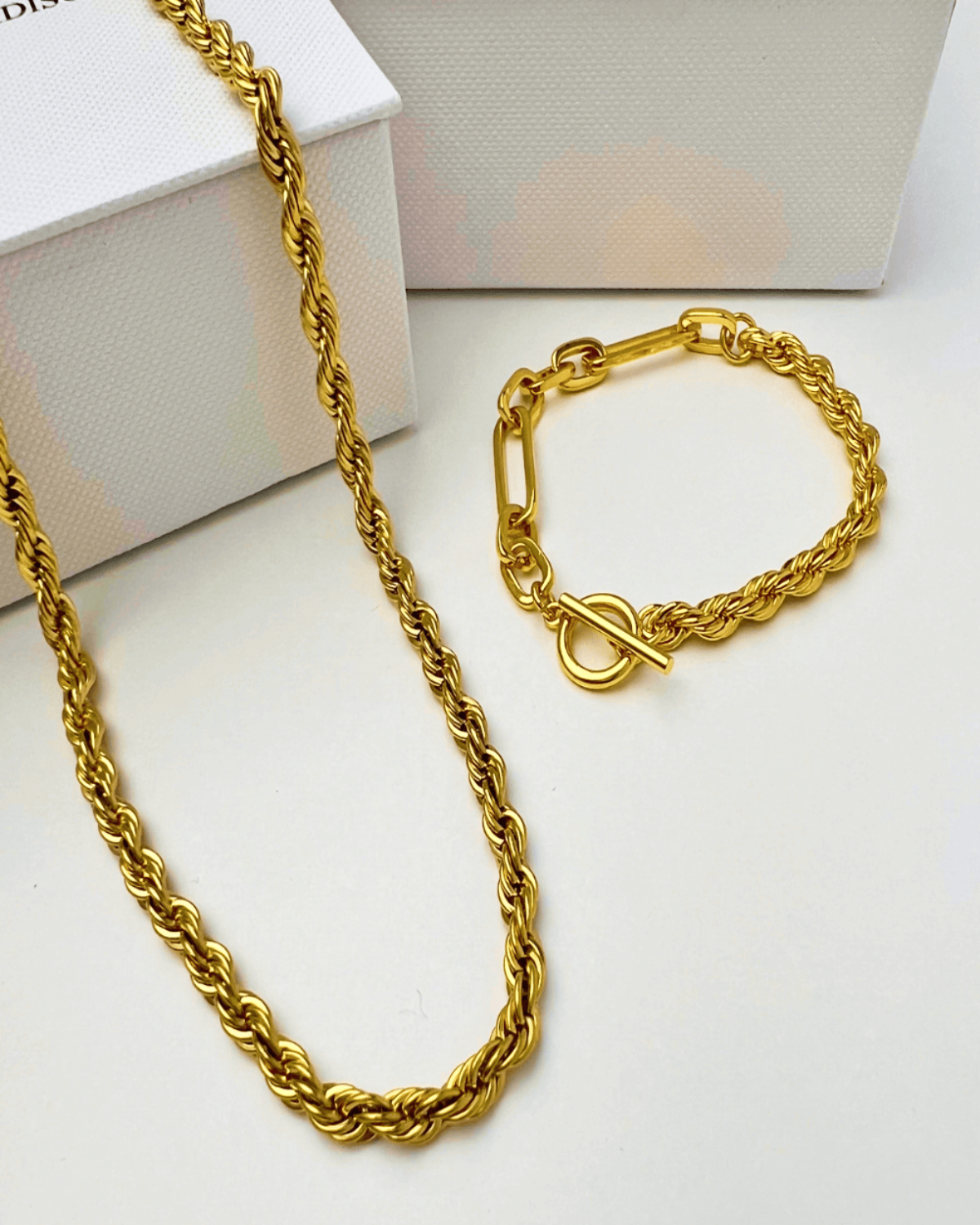 Gold Rope Chain Necklace Bracelet Bundle Set - RUN THE STREETS COLLABORATIVE