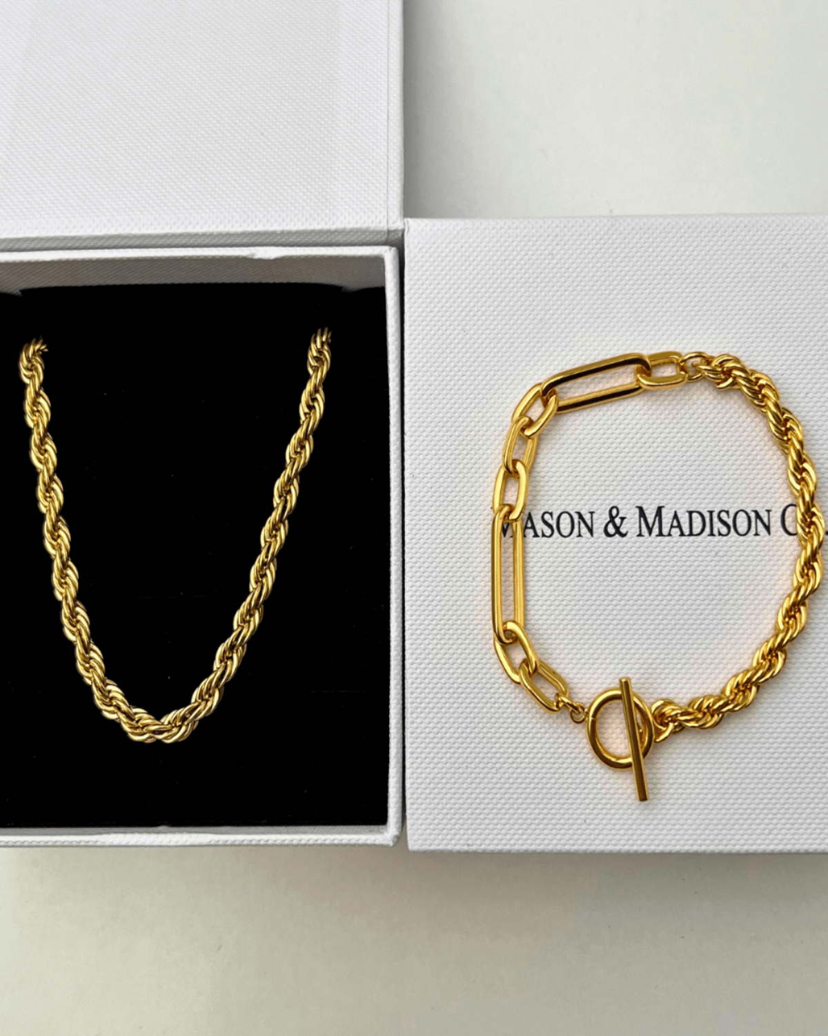 Gold Rope Chain Necklace Bracelet Bundle Set - RUN THE STREETS COLLABORATIVE