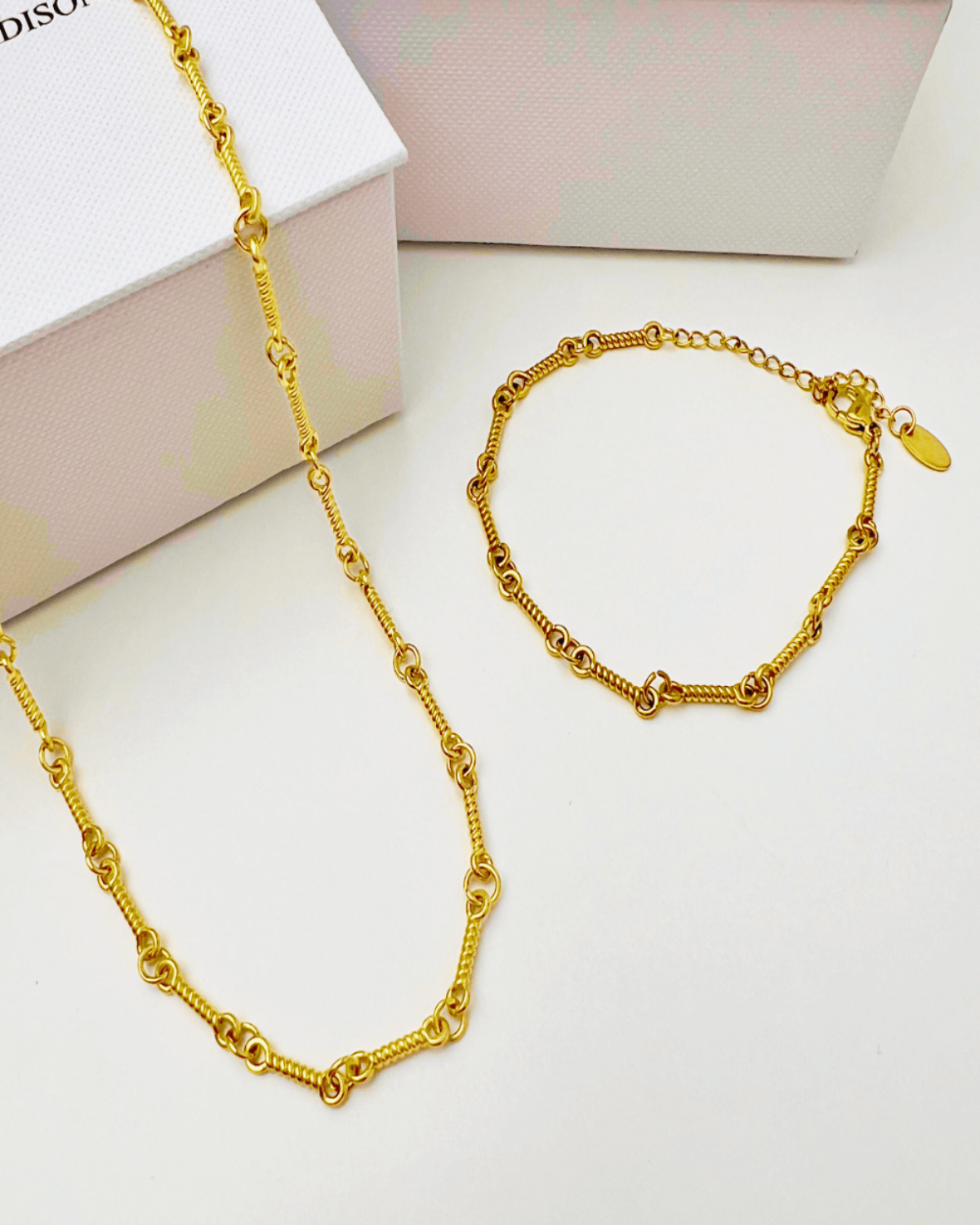 Gold Rope Link Chain Necklace Bracelet Bundle Set - RUN THE STREETS COLLABORATIVE