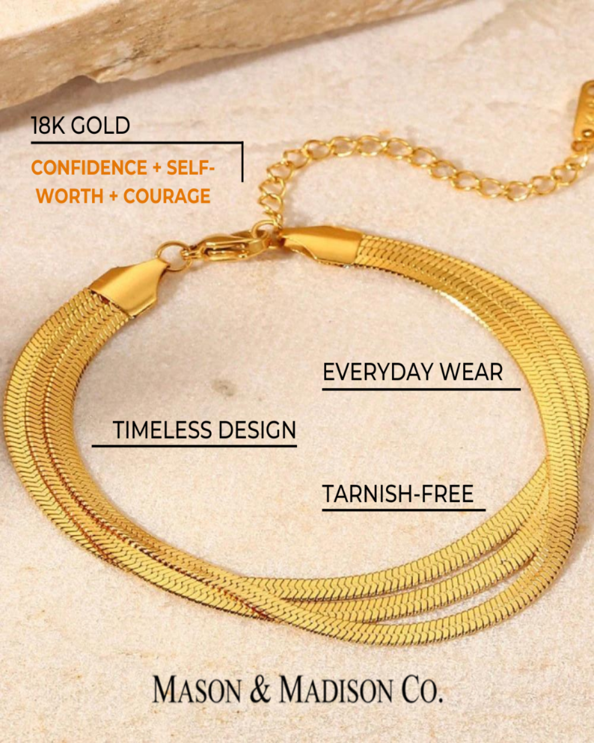 Gold Snake Chain Necklace Bracelet Set Triple-Layer - RUN THE STREETS COLLABORATIVE