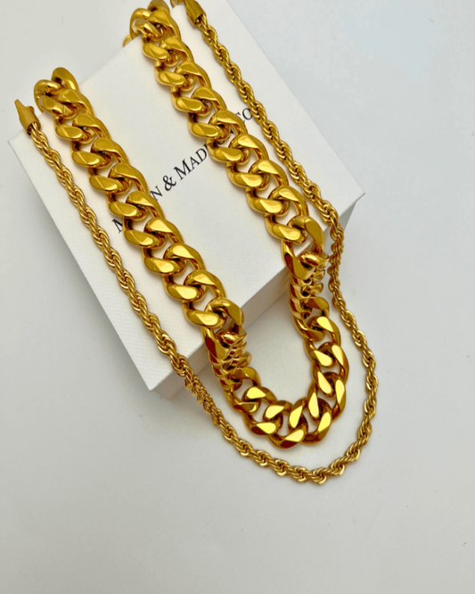 MASON CHUNKY CHAIN™ Gold Necklace + Rope Chain Stack Bundle - RUN THE STREETS COLLABORATIVE