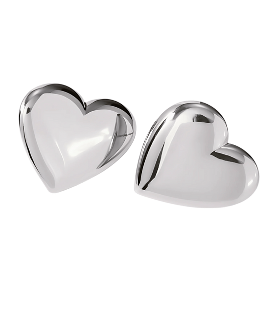 Silver Stud Earrings - Heart - RUN THE STREETS COLLABORATIVE