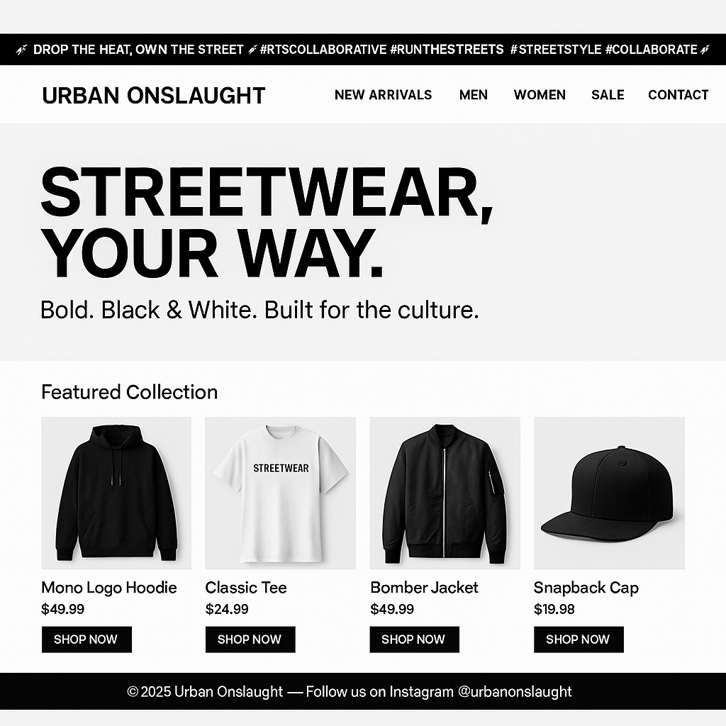 Black Scrolling Text Bar - RUN THE STREETS COLLABORATIVE