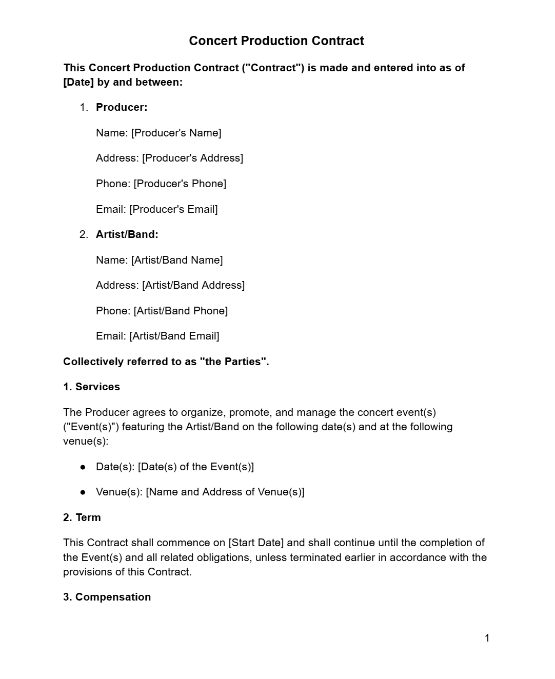 Concert Production Contract - RUN THE STREETS COLLABORATIVE