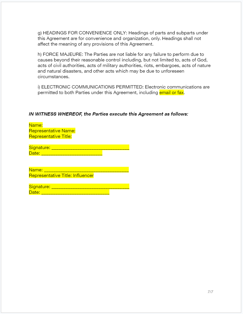 Influencer Agreement - RTS Collaborative