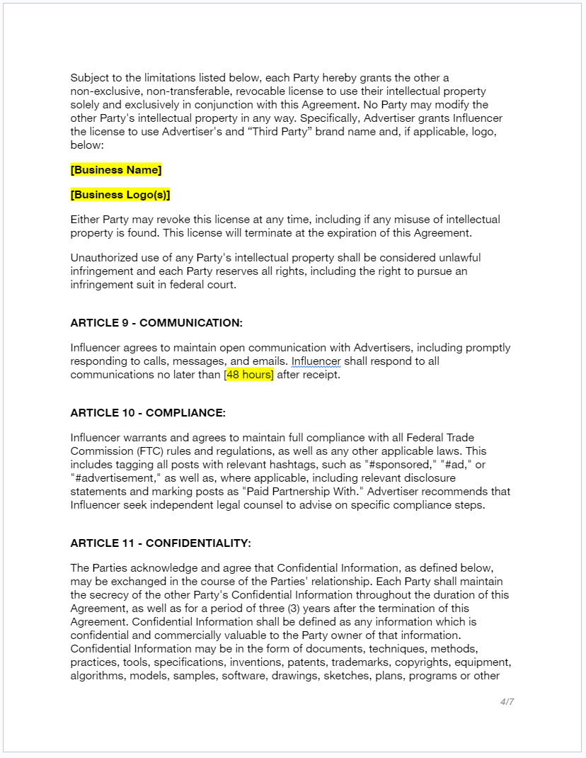 Influencer Agreement - RTS Collaborative