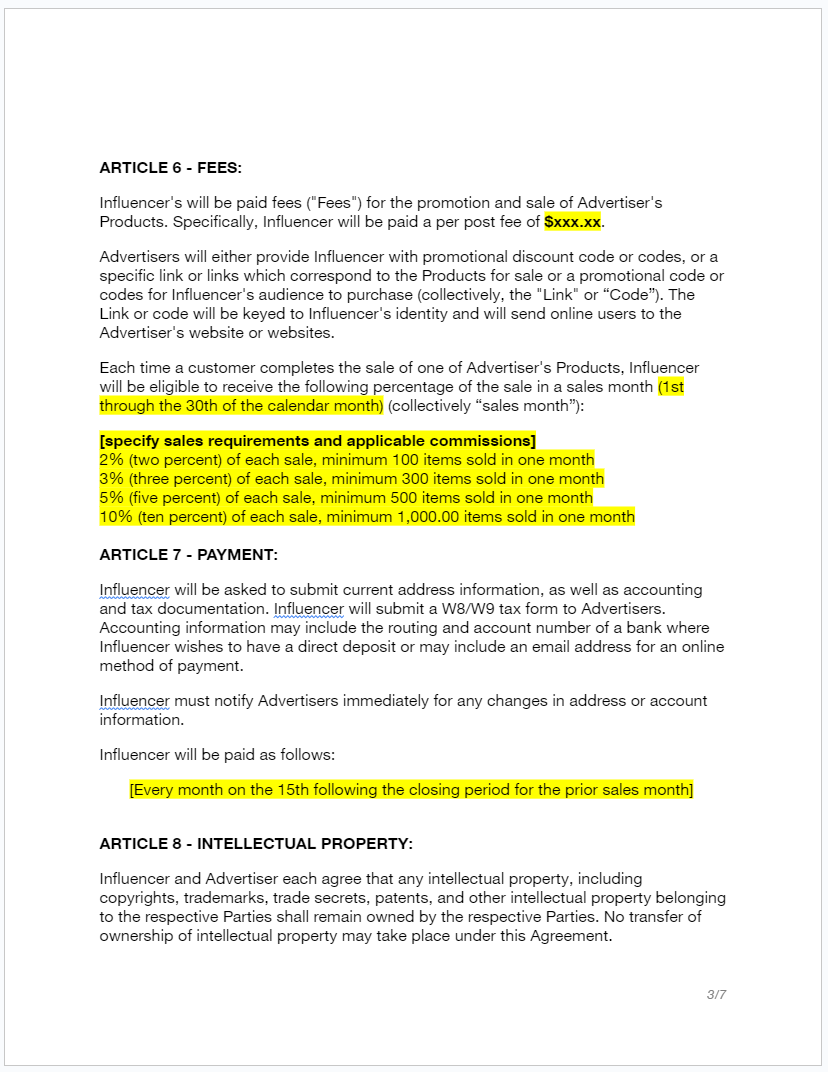 Influencer Agreement - RTS Collaborative