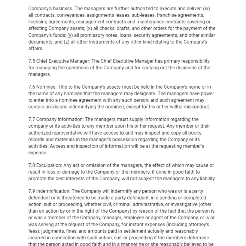 Single Member LLC Operating Agreement (Member Managed) - RTS Collaborative