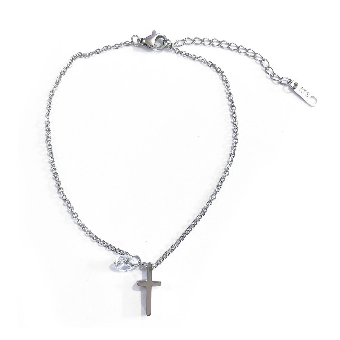 Stainless Steel Cross and Crystal Anklet - RUN THE STREETS COLLABORATIVE