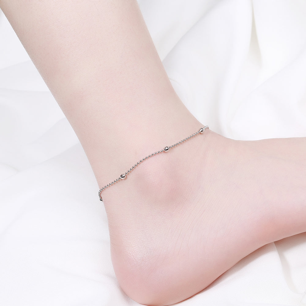 Sterling Silver Bead Anklet - RUN THE STREETS COLLABORATIVE