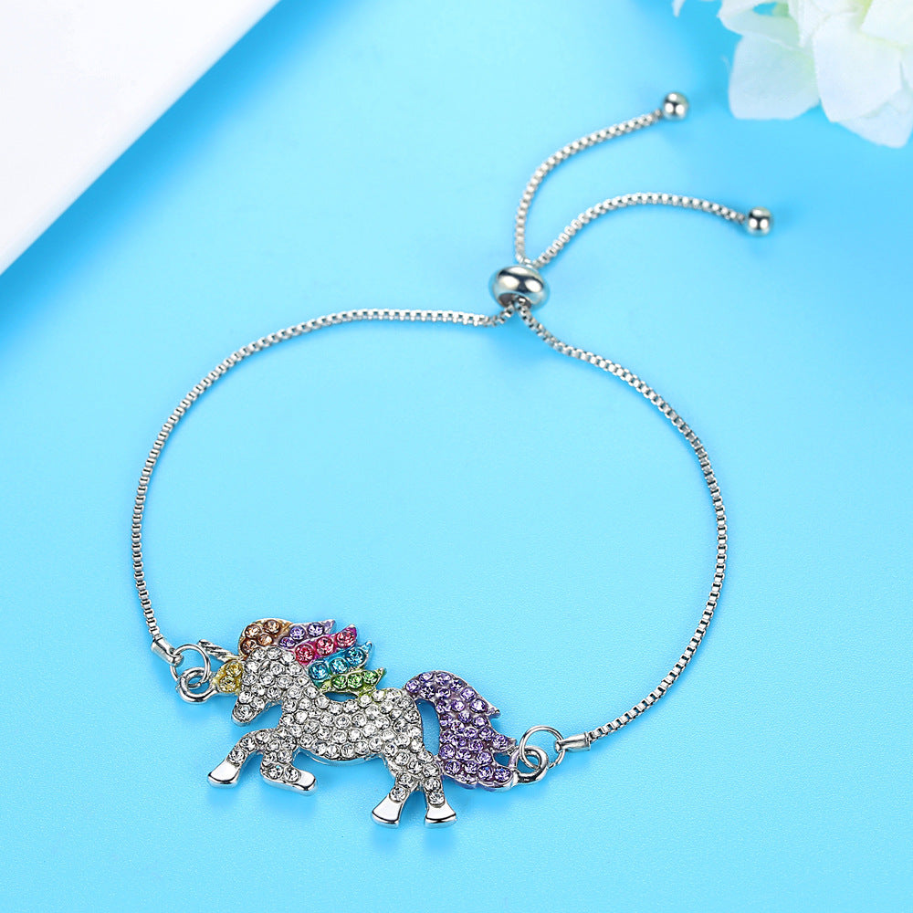 Multi-Colored Crystal Unicorn Adjustable Bracelet - RUN THE STREETS COLLABORATIVE