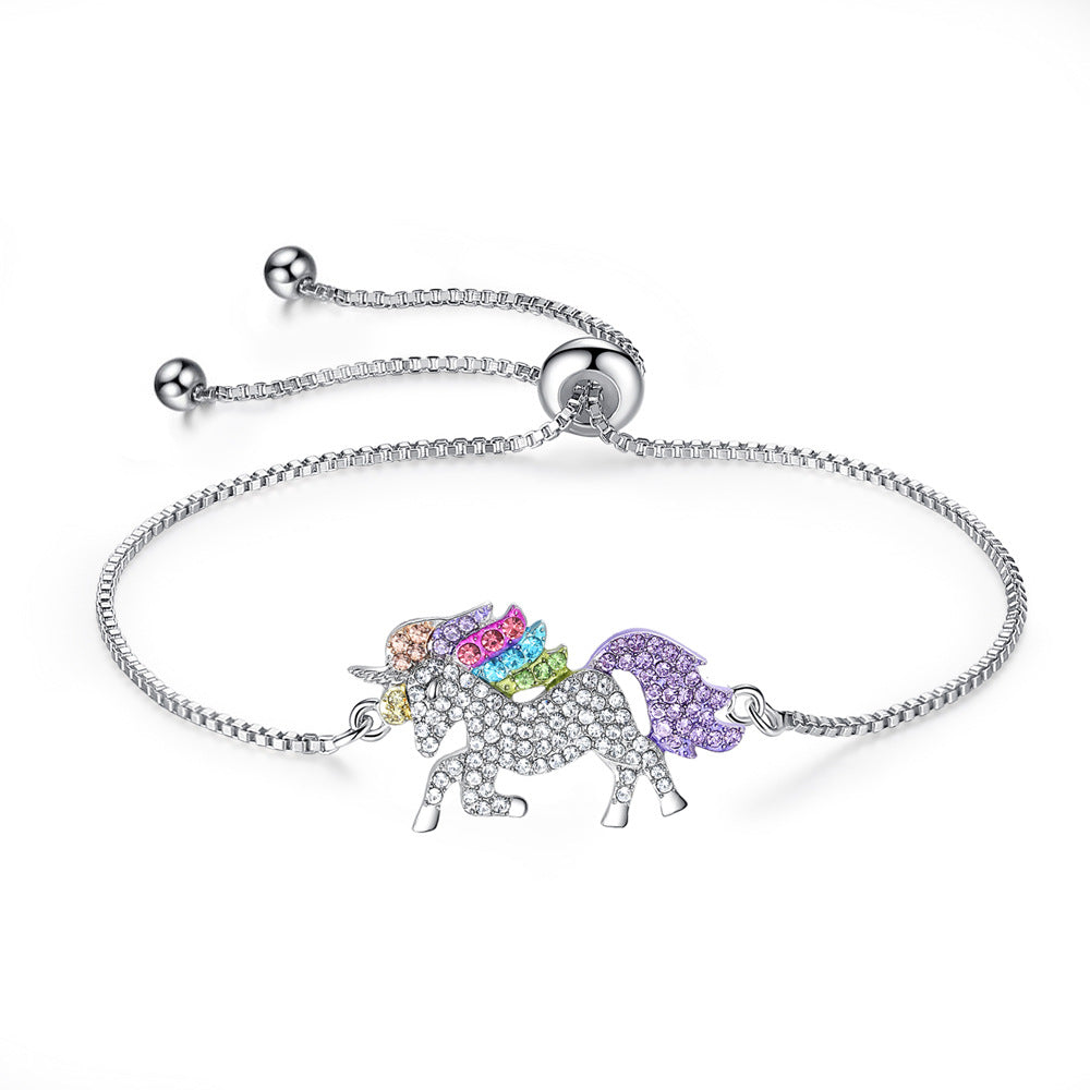 Multi-Colored Crystal Unicorn Adjustable Bracelet - RUN THE STREETS COLLABORATIVE