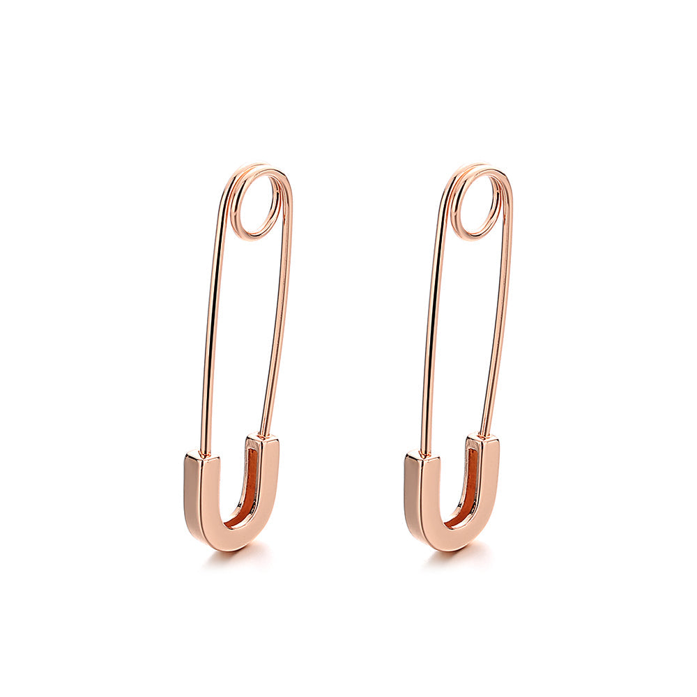 14K Rose Gold Safety Pin Earrings - RUN THE STREETS COLLABORATIVE
