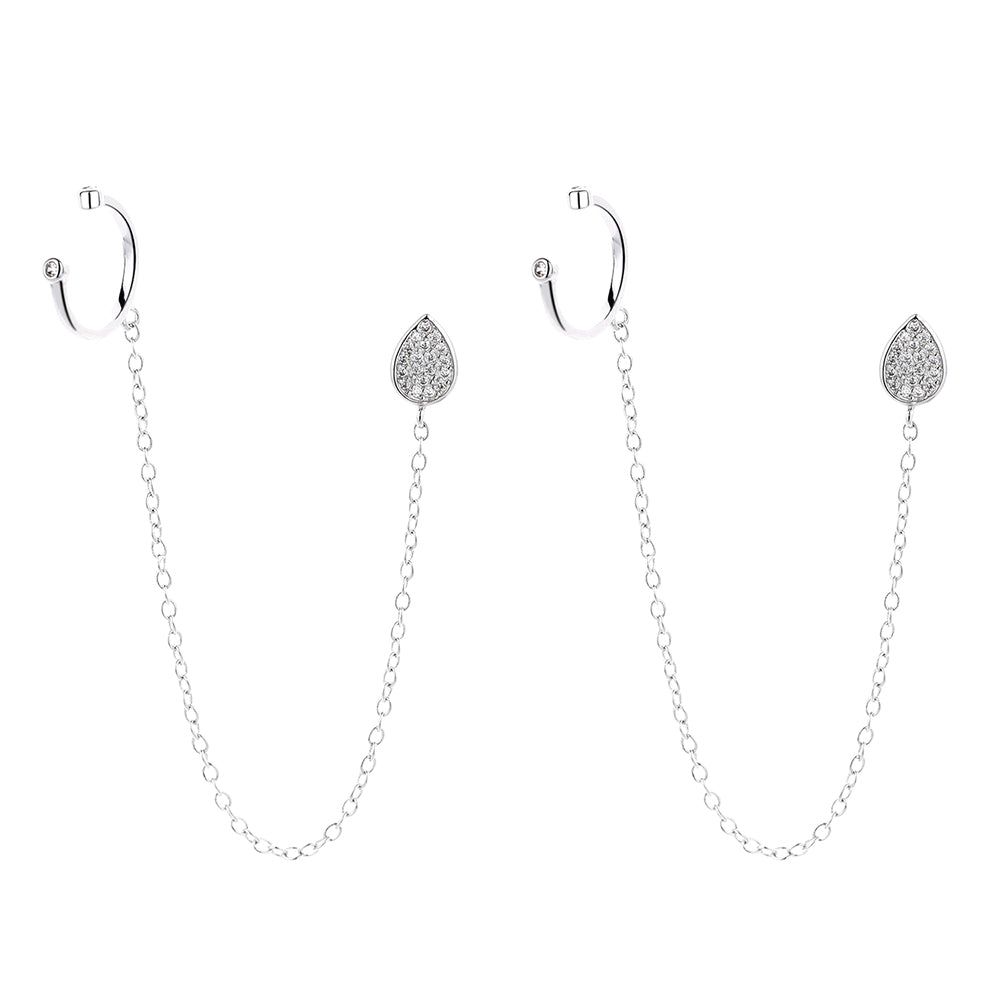 14K Rose Ear Cuff to Water Drop Stud Earrings - RUN THE STREETS COLLABORATIVE