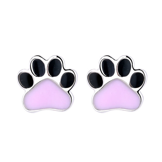 Sterling Silver Paw Print Stud Earrings - RUN THE STREETS COLLABORATIVE