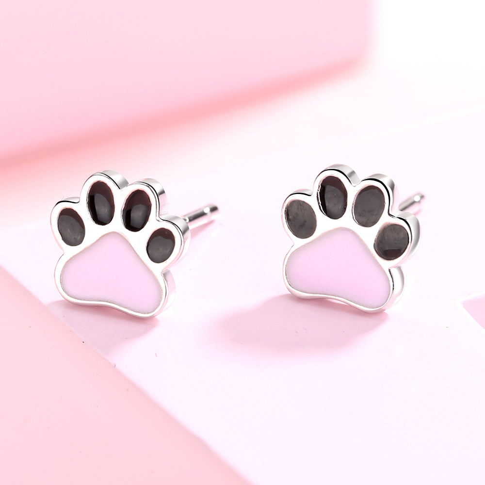 Sterling Silver Paw Print Stud Earrings - RUN THE STREETS COLLABORATIVE