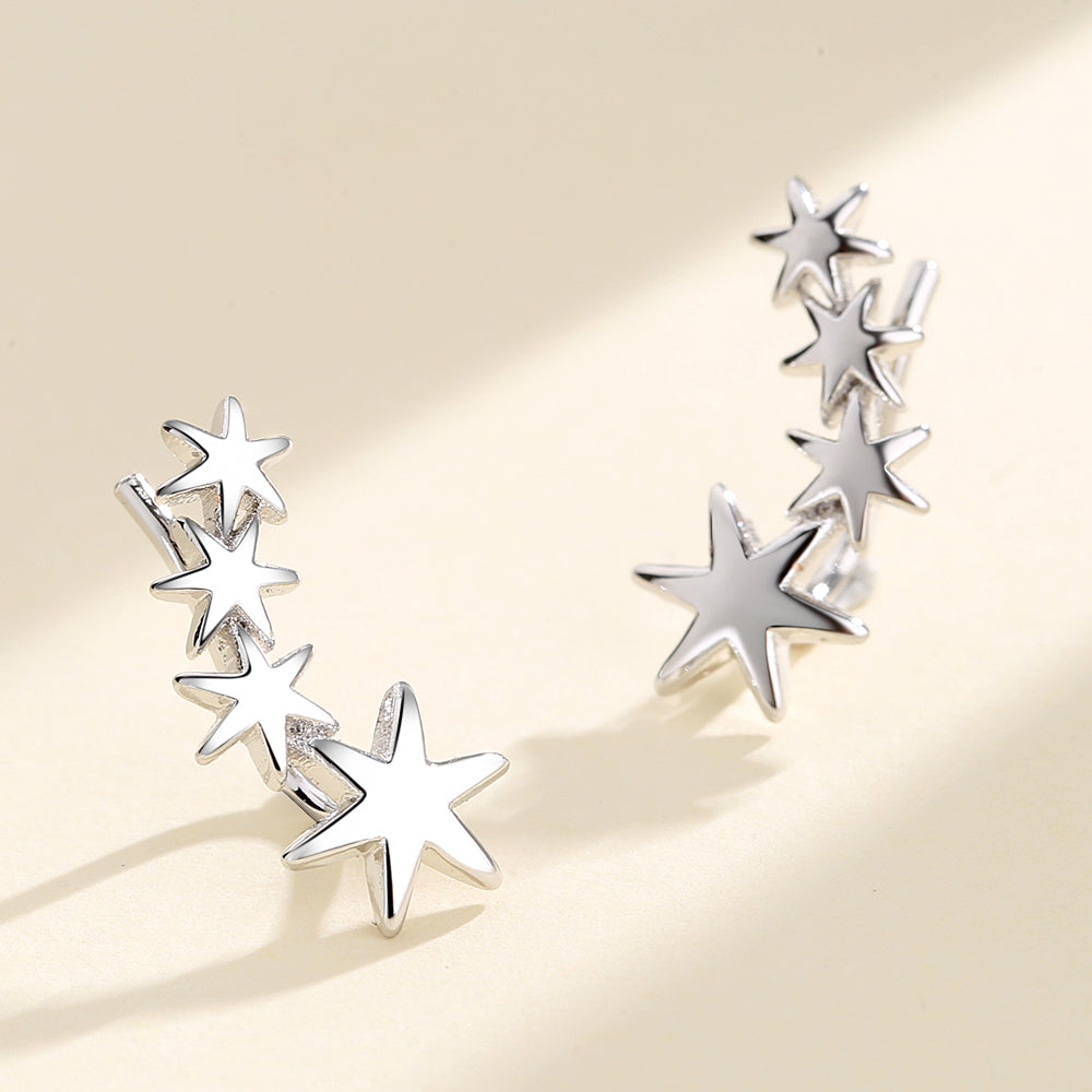 Sterling Silver Shooting Star Climber Earring - RUN THE STREETS COLLABORATIVE