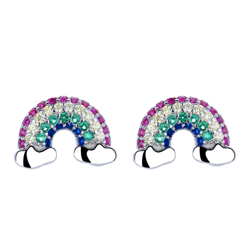 Sterling Silver Rainbow Earrings with Swarovski Crystals - RUN THE STREETS COLLABORATIVE
