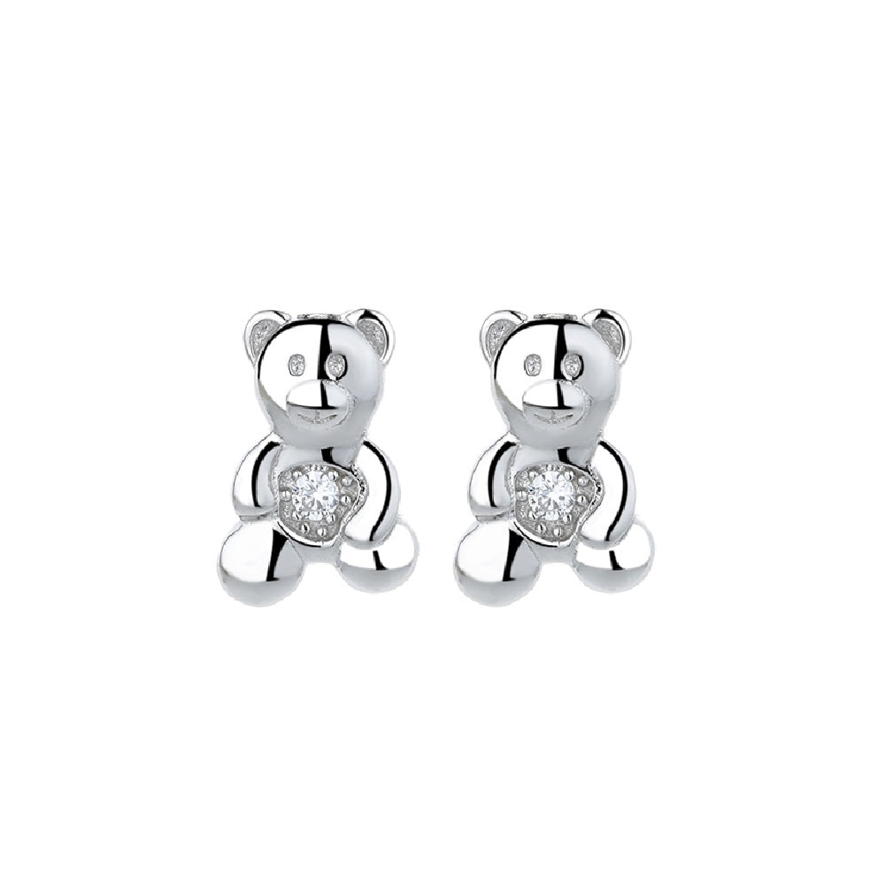 Sterling Silver Bear Earrings with crystals from Swarovski - RUN THE STREETS COLLABORATIVE