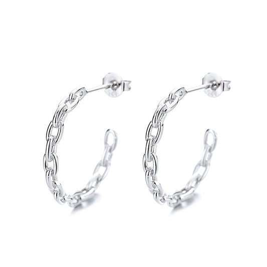 Paper Clip Hoop Earrings in 18K White Gold - RUN THE STREETS COLLABORATIVE