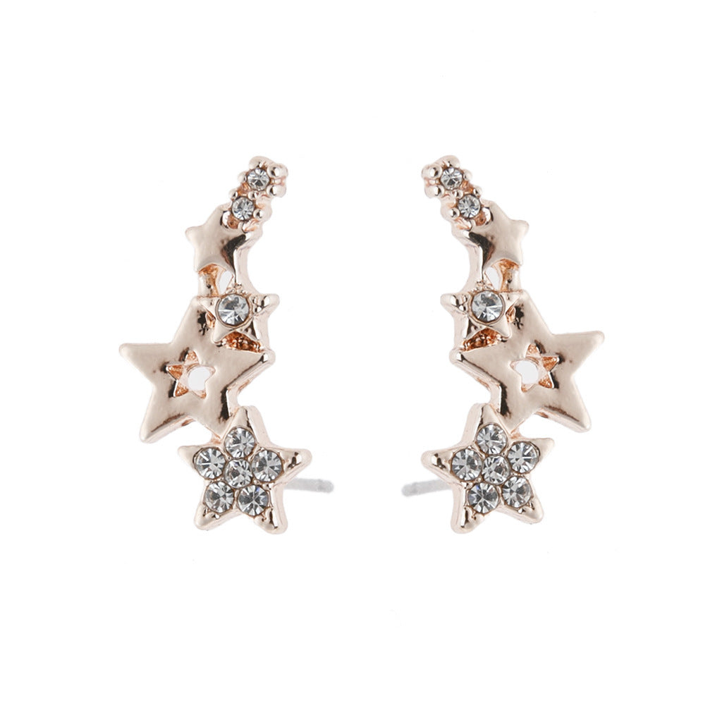 18K Gold-Plated Star Earring Climber with Genuine Crystals - RUN THE STREETS COLLABORATIVE