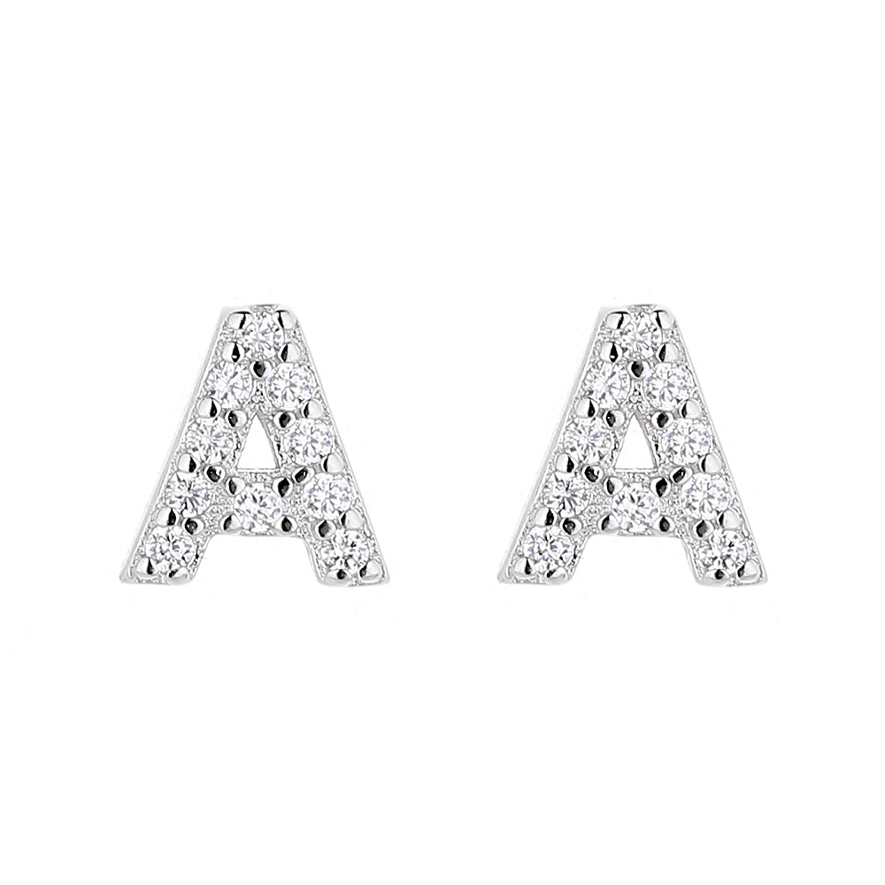 Sterling Silver Letter Earrings with Crystals - RUN THE STREETS COLLABORATIVE