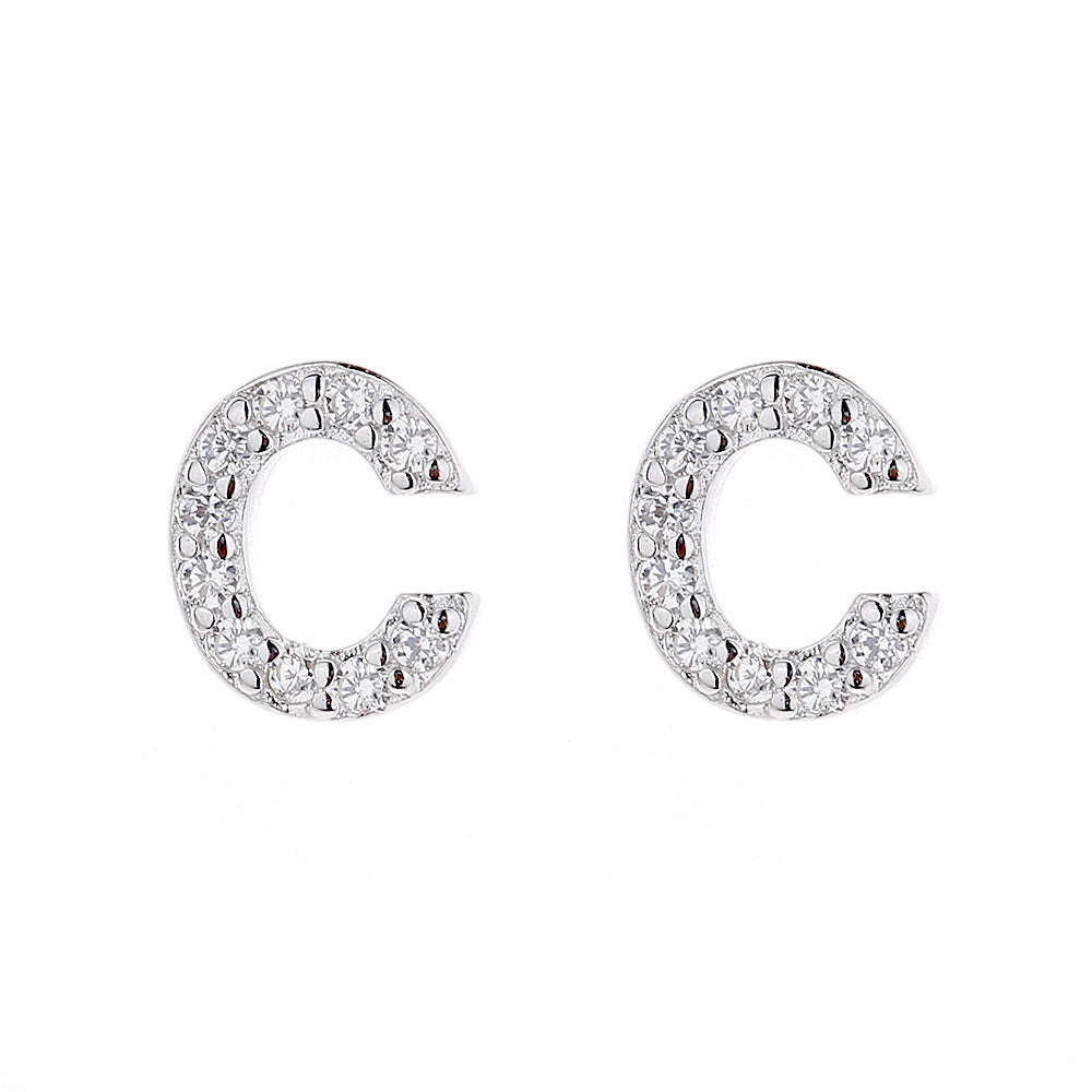Sterling Silver Letter Earrings with Crystals - RUN THE STREETS COLLABORATIVE