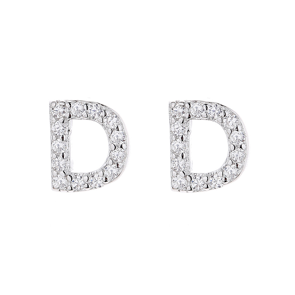 Sterling Silver Letter Earrings with Crystals - RUN THE STREETS COLLABORATIVE