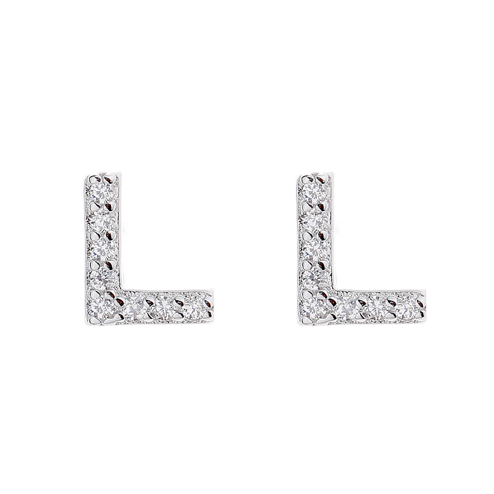 Sterling Silver Letter Earrings with Crystals - RUN THE STREETS COLLABORATIVE