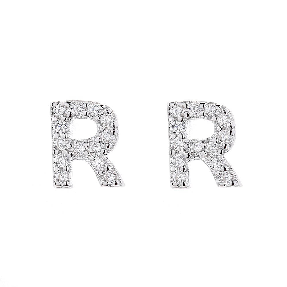 Sterling Silver Letter Earrings with Crystals - RUN THE STREETS COLLABORATIVE