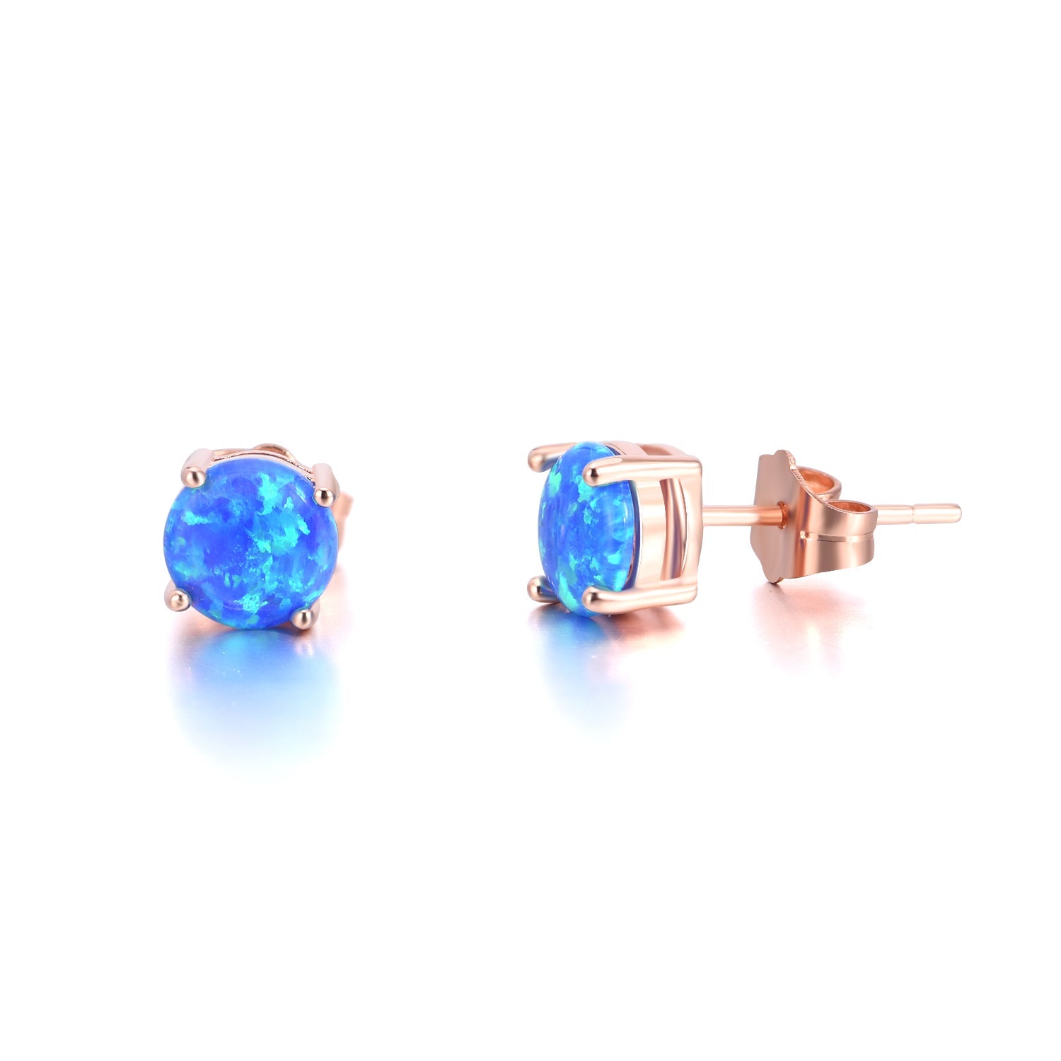 18K Rose over Sterling White Fiery Opal Stud Earring - RUN THE STREETS COLLABORATIVE