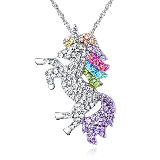 Multi-Colored Crystal Unicorn Pendant & Necklace - RUN THE STREETS COLLABORATIVE