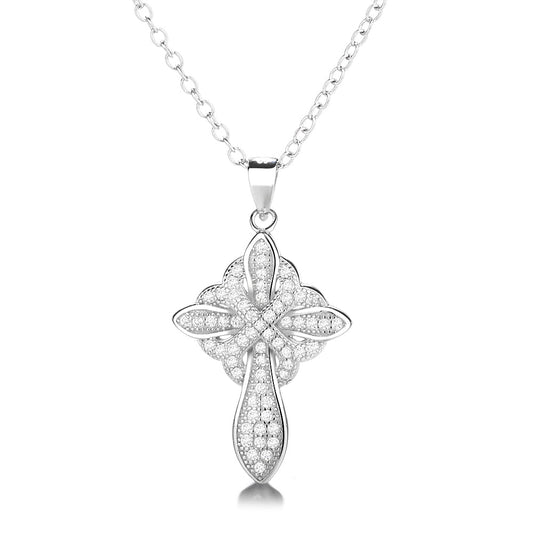 Sterling Silver Studded Cross Pendant Necklace - RUN THE STREETS COLLABORATIVE