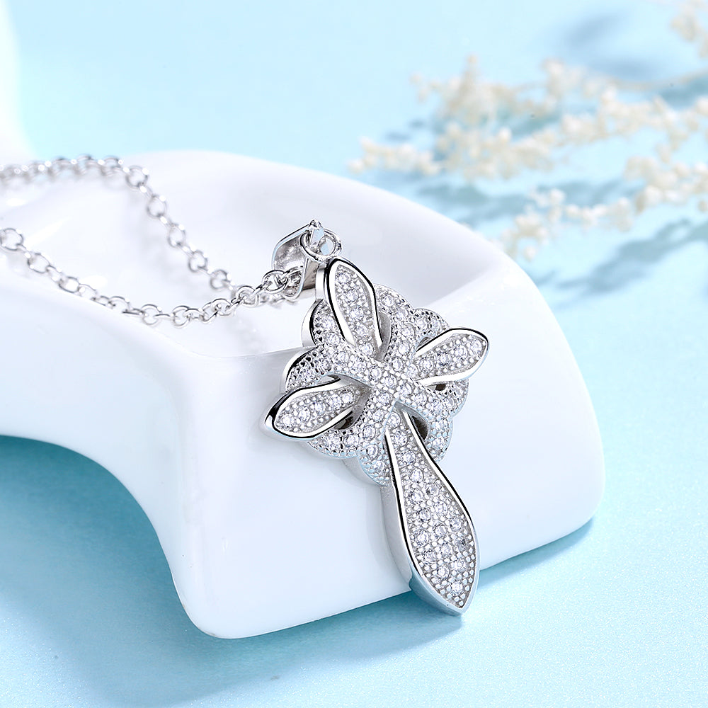 Sterling Silver Studded Cross Pendant Necklace - RUN THE STREETS COLLABORATIVE