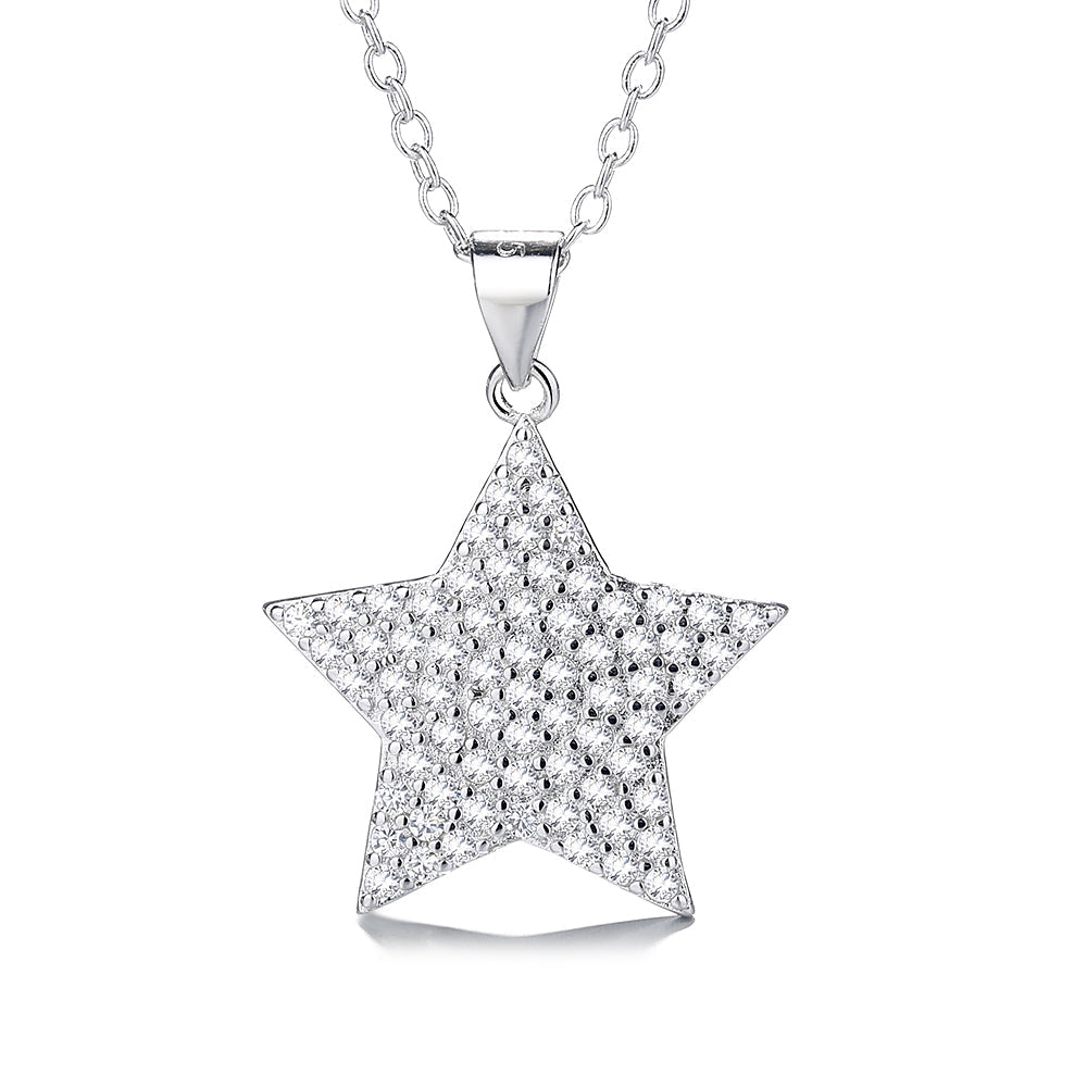 Sterling Silver Star Pendant Necklace with crystals from Swarovski - RUN THE STREETS COLLABORATIVE