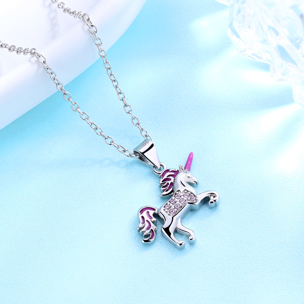 Sterling Silver Unicorn Pendant Necklace with Swarovski Crystals - RUN THE STREETS COLLABORATIVE