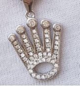 Sterling Silver Crown Pendant Necklace with Swarovski Crystals - RUN THE STREETS COLLABORATIVE