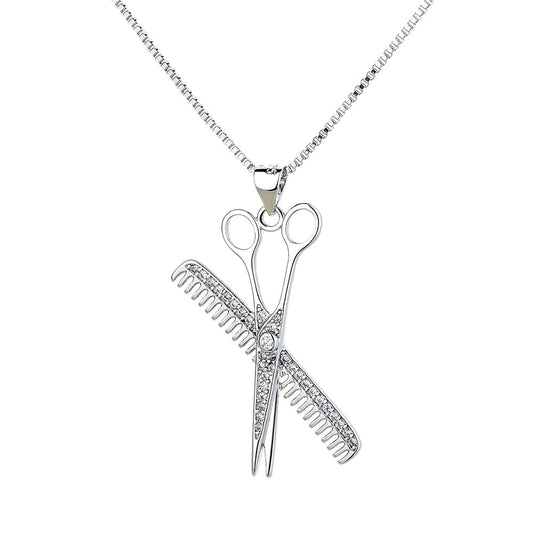 Sterling Silver Hair Stylist Necklace with Swarovski Crystals - RUN THE STREETS COLLABORATIVE
