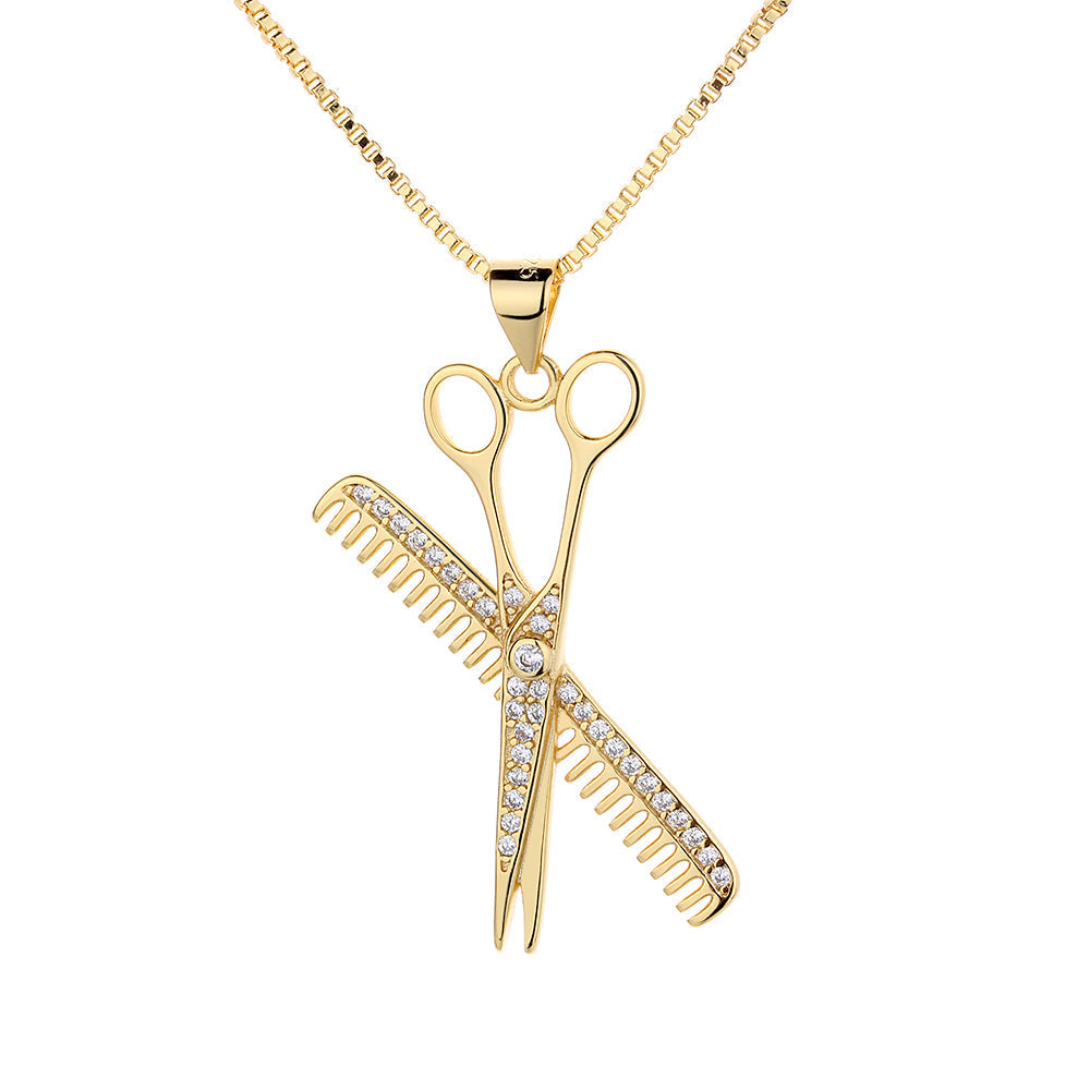 Sterling Silver Hair Stylist Necklace with Swarovski Crystals - RUN THE STREETS COLLABORATIVE